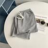 Pantalones simples que combinan con todo, de felpa rasgada, cintura alta elástica, pantalones casuales, pantalones holgados para mujer, pantalones pequeños de pierna ancha
