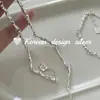 Moda coreana estilo Ins Joyería de Plata Esterlina S925 Pulsera Sencilla de Una Palabra con Textura de Puntada Apilada con Acabado de Alta Gama