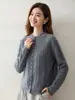 Cárdigan de cachemira con cuello mao estilo coreano, de un solo botón, con flecos y tejido de punto trenzado para mujer, corte holgado, diseño adelgazante, abrigo suéter de moda