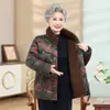 Estilo Otoño e Invierno Traje Tang de Abuela Chaqueta de Algodón con Forro Polar y Acolchado Espeso Ropa para Madres de Mediana Edad y Mayores Chaqueta Acolchada de Algodón con Cuello Alto y Cuello de Piel