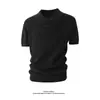 2026 Nuevo Estilo de Verano Camisa Polo de Punto Retorcido de Manga Corta para Hombre Camiseta Elástica Ajustada para Fitness con Cuello