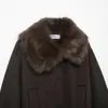 Ropa de Abrigo para Mujer Estilo Europeo y Americano Exportación Transfronteriza Chaqueta Za Lana Mezclada Efecto Piel Sintética Cuello