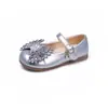 Sapatos Mary Jane de princesa para meninas com laço de strass, novo estilo coreano primavera/outono 2026, sapatilhas versáteis de sola macia para uso externo