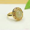 Anel de Água Clara de Jade Hetian Natural Aiyu Anel de Dedo de Jadeíta Joias Estilo Étnico Feminino Atacado Dropshipping S4051912