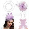 Amazon Set Retro de Accesorios para el Cabello de Novia Flor de Pluma para el Kentucky Derby Diadema de Malla Guantes Conjunto de Collar