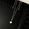 Collar de Amor Plateado S925 Diseño de Nicho Femenino Lujo Ligero Colgante Fresco en Forma de Corazón Cadena para Clavícula Esmerilada Cepillada