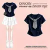 2026 Moda Femenina Estilo Academia Elegante Cuello Marinero Manga Corta Dulce Lindo Encaje Patchwork Falda Conjunto de Dos Piezas