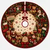 Falda para árbol de Navidad, falda redonda para base de árbol de decoración navideña, falda para árbol de tela con diseño de Papá Noel y muñeco de nieve, 120 cm de diámetro