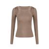 Tricô Fashion de Alto Padrão para Mulheres no Outono Novo Sexy Nota Máxima Sexy Ombro a Ombro Manga Longa Slim Top para Mulheres