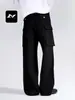 Calça Jeans de Trabalho de Algodão Retro Americana Feng Mei Solta Retro Casual Unissex Emagrecedora Multi-Bolsos Silhueta Calça de Perna Larga