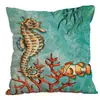 Fuente de fábrica Amazon Nuevo Animal Marino Tortuga Caballito de mar Cangrejo Lino Almohada Funda de Almohada