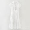 Comercio Exterior Venta al Por Mayor Primavera y Verano Nuevo Estilo Europeo y Americano Moda Casual Recorte Bordado Estilo Camisa Vestido Cuello en V 8023545