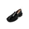 Zapatos Derby de Moda con Suela Gruesa Cuadrada Puntera Completamente de Cuero 2022 Principios de Primavera Mocasines de Suela Gruesa con Tacón Medio Grueso Zapatos de Una Sola Capa de Cuero de Vaca para Mujer