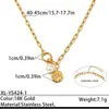 Elegante y versátil collar de acero inoxidable para mujer, con colgante de flor dorada incrustada de diamantes, cadena de acero de titanio, cadena para la clavícula que no se decolora