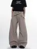 Pantalones Casuales Versátiles de Corte Holgado con Diseño de Cinturón de Kendo Plisado Rayado Estilo New Old Money para Hombres y Mujeres