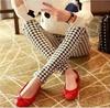 Leggings de primavera Moda Coreana Leite Seda Calças de Tornozelo Calças Femininas de Meia-idade e Idosos Impressas Houndstooth