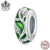 Evelle Original Plata de Ley s925 Pulsera de Cuentas de Vid con Forma de Rama Verde Aceite Goteando Simple Fresca Ramas Accesorios de Cuentas