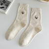 Calcetines de otoño para mujer, de punto, con bonitos dibujos de perro y oso, estilo escolar, de algodón, estilo coreano, de tubo medio.