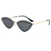 Gafas de Sol Triangulares Ojo de Gato Sin Marco con Pedrería 2025 Nueva Tendencia Europea y Americana Gafas de Sol de Moda Gafas con Lente Oceánica de Colores