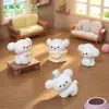 Paisagem em miniatura com filhote fofo de gravata borboleta, adoráveis acessórios de decoração DIY para casa de bonecas, pequenos enfeites para carro ou mesa
