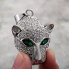 Collar Europeo y Americano de Acero Inoxidable para Hombres y Mujeres, Accesorio de Ropa con Colgante de Cabeza de Leopardo Incrustada de Diamantes