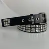Nuevo Cinturón de Cuero Punk Europeo y Americano con Pirámides Cyber2K Subcultura Gótica Tachonado con Cuentas Cuadradas para Mujer