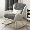 Sillón mecedor individual de lujo ligero con estampado de pata de gallo para balcón de casa, silla sofá perezoso, mecedora de madera maciza con reposapiés