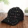 Gorra de béisbol de mezclilla estilo europeo y americano, adornada a mano con pedrería y agujeros, gorra solar de moda para mujer, producto transfronterizo más vendido