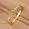 Pulsera Europea y Americana de Acero Inoxidable Transfronteriza, Forma de Herradura con Diamantes, Diseño Simple, Versátil para Viajes de Negocios, Pulsera de Acero Inoxidable