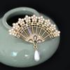 Novo estilo chinês roupas coloridas Broche de pérolas pingando Broche de suéter alfinete Leque corsage atacado