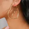 Pendientes de Aro Doble Corazón Exagerados Transfronterizos Europeos y Americanos, Pendientes de Personalidad Estilo Metal Sencillo, Pendientes de Nicho de Alta Gama para Mujer