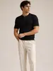 2026 Verano Transfronterizo para Hombre Punto Cuello Redondo Manga Corta Estilo Casual Americano Color Sólido Jersey de Canalé de Moda para Hombre
