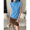 SINAN Outono Nova Moda Elegante para Blogueira Gola Alta Versátil Emagrecedor Colete de Tricô SN9397