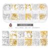 Nova Joia de Rebite para Nail Art Caixa Longa Mista Japonês Unha Ouro Rosa Metal Estrela Lua Patch Oco para Unha