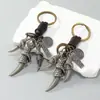 Llavero de garra de águila de aleación vintage más vendido con colgante tejido de cordón de cuero, accesorio metálico personalizado y creativo para hombres