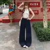 Pantalones de corte recto con diseño de cuchillo curvo sentido del diseño pantalones de secado rápido para mujer nuevos primavera verano otoño ajuste ceñido caída pantalones casuales pantalones de pierna ancha fruncidos