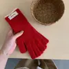 Luvas de Lã com Renda em Cores Contrastantes para Mulheres, Quentes e Espessas de Inverno, Touch Screen, à Prova de Frio, Luvas de Tricô para Estudantes, Tendência