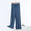 Pantalones de pierna recta, pantalones casuales adelgazantes, pantalones de pierna ancha de modal con caída, de cintura alta, corte holgado, estilo delgado para mujer