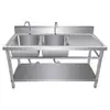 Fregadero de Acero Inoxidable Extra Grueso con Estante Inferior para Cocina Doméstica y Uso Comercial, Fregadero de Acero Inoxidable para Lavar Platos y Verduras, Envío Gratis