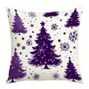 Funda de Cojín Temática Navideña Morada Transfronteriza Papá Noel Reno Letra Decoración Festiva Funda de Cojín