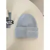 Gorro de punto de pelo de conejo color dopamina de doble inin para mujer, estilo holgado que estiliza el rostro, gorro cálido para cubrir la cabeza