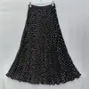 Falda de Gasa con Pliegues y Lunares de Comercio Exterior, Falda Ondulada Versátil de Cintura Alta Adelgazante, Elegante Falda Larga de Corte A