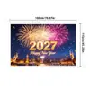 Tela de fondo para Año Nuevo 2027 transfronteriza, decoración de ambiente festivo para fiesta de Nochevieja europea y americana, banner fotográfico de tela colgante