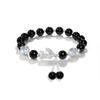 Pulsera de cristal de la suerte para pareja de ágata negra natural, pulsera de cuentas de ópalo luz de luna gris, regalo para pareja