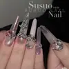 Nova Arte de Unhas Joia de Zircônia Pingente de Laço Super Brilhante de Luxo Coração Flor Rosa Decoração de Unha Fabricante de Diamantes
