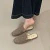 Sandalias Retro de Ante con Pedrería y Punta Cerrada para Mujer, Mocasines Perezosos sin Cierre, Medias Zapatillas Planas para Primavera/Verano 2026