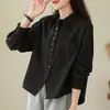 Nova Versátil Chique Leve Luxo Toque de Luxo Top Outono Manga Curta Longa Camisa Jaqueta Feminina Emagrecedora Estilo Coreano