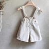 Traje Ins Estilo Coreano para Bebés y Niños Pequeños Camisa a Cuadros con Solapa para Primavera y Otoño Peto de Pana con Tirantes