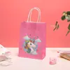 Bolsa de regalo de cumpleaños, bolsa de papel kraft de dibujos animados, bolsa de embalaje para llevar, bolsa para envolver regalos de fiesta infantil, bolso