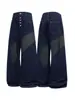 Jeans de cinco botones de mezclilla color crudo sin blanquear para hombres altos, longitud extendida, pantalones rectos de pierna ancha estilo high street americano